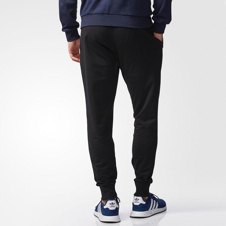 Adidas Originals Logo Embroidered Comfortable Cuffed Casual Knitted Sports Pants Men Bottoms Black CF5262