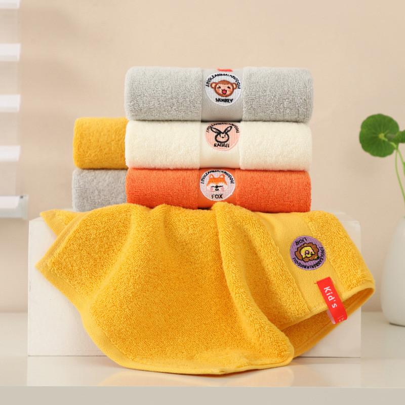 25x50cm Cartoon Animal Embroidery Bathroom Hanging Children Towel Cotton Face Wash Soft Water Absorbent