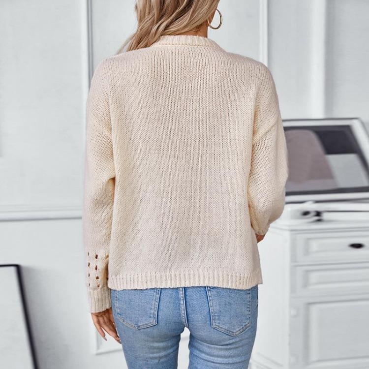 Vintage Autumn Winter Loose Knitwear Sweater Long Sleeve Solid Color Cardigan O Neck Top