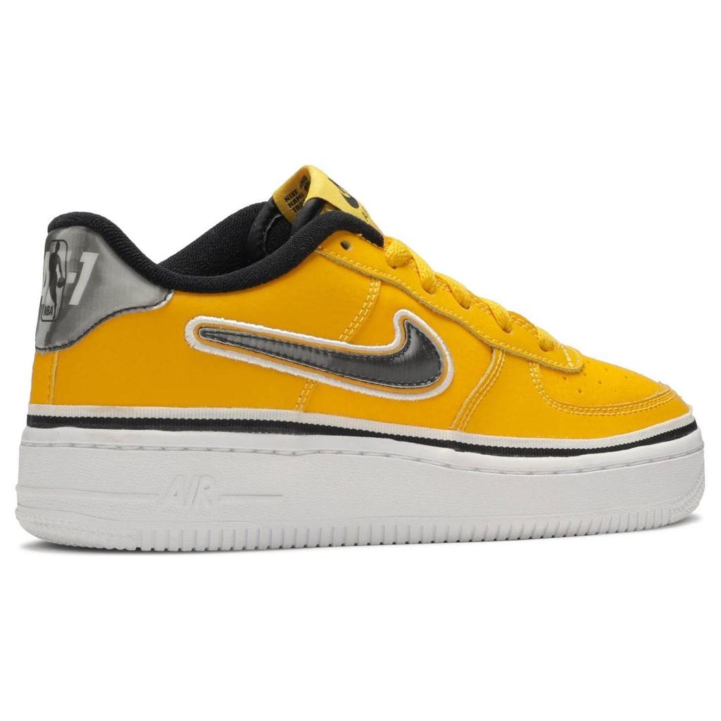 NBA X Nike Air Force 1 Low LV8 GS University Gold Kids Sneakers White-Black BV1248-700