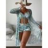3-Delige Sexy Bedrukte Bikini's Dames Hoge Taille Zwempak Cover-up Zwemkleding Vrouwelijke Dame Badpak Zwemmen Zomer Strandkleding