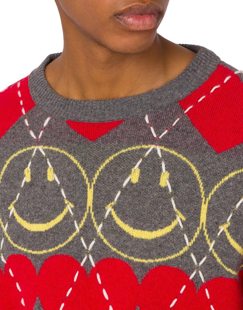 MOSCHINO Smiley Blended Knit Grey_Men
