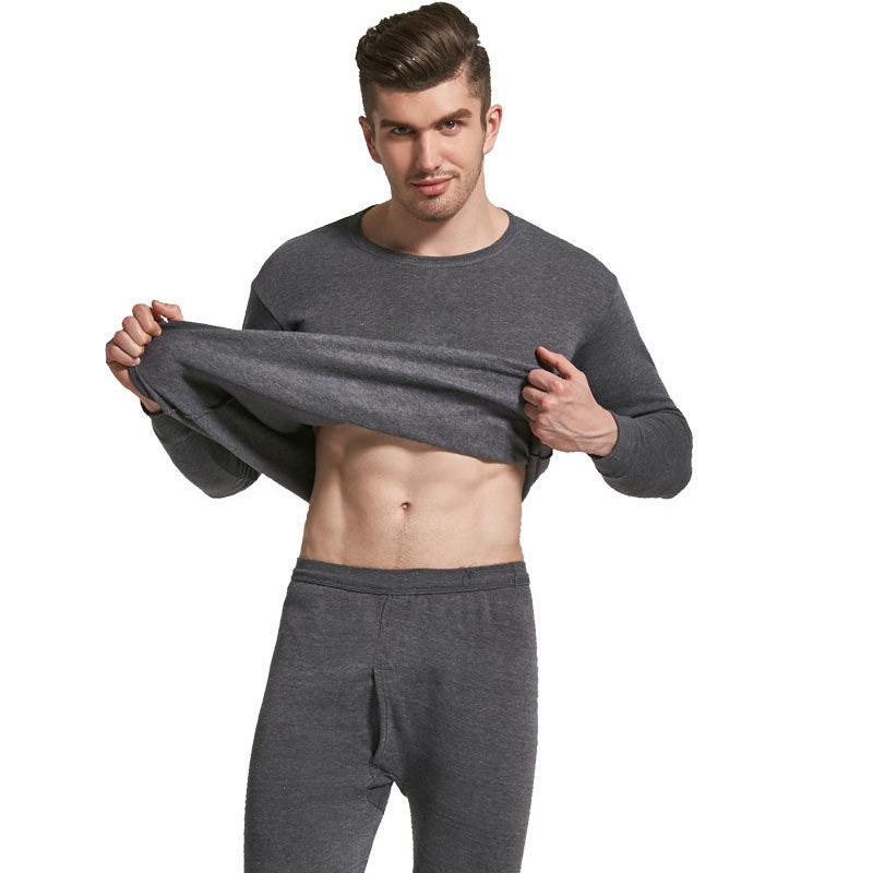 Men's Thermal Underwear Autumn and Winter Plus Velvet Thickened Suit Young and Middle-aged Warm Underwear