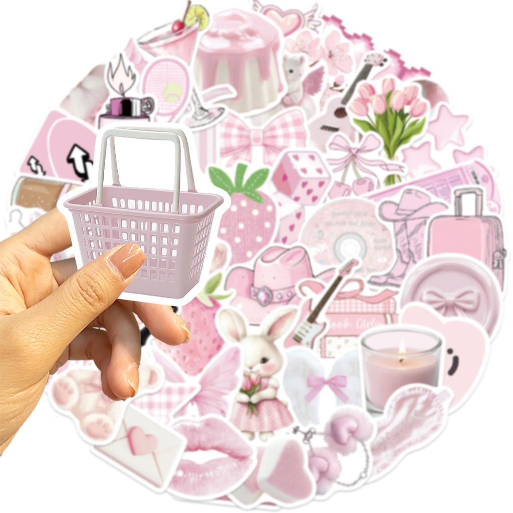 50pcs Pink Art Aesthetics Graffiti Stickers DIY Phone Guitar Laptop Notebook Suitcase Cup Waterproof Sticker Decals