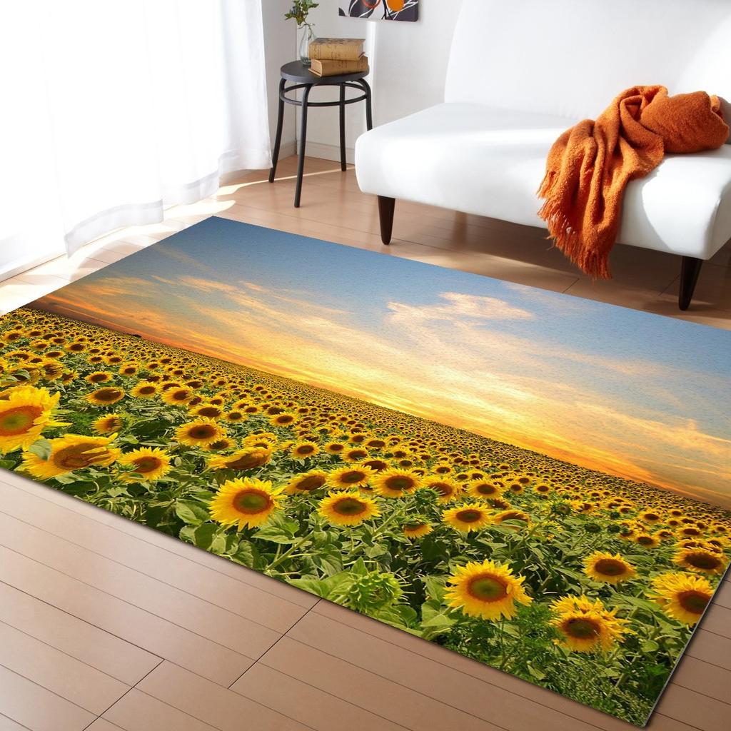 Positive Sunflower Large Carpet Rug for Home Living Room Bedroom Sofa Doormat Decor Kids Play Area Rug Carpet Non-slip Floor Mat