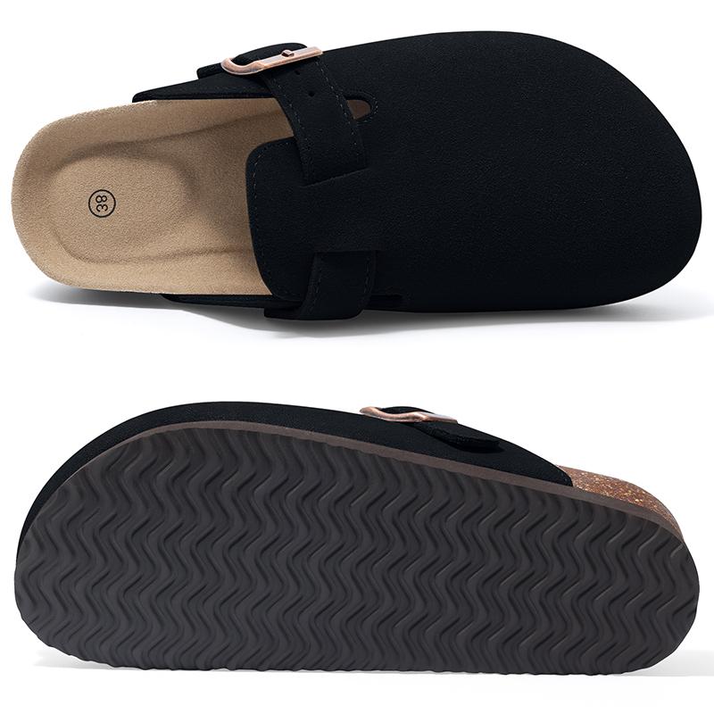 Fashion Smile Pop New Fashion Women's Suede Clogs With Back Strap Men's Leather Mules Cork Footbed Slip On Potato Shoes For Women & Men