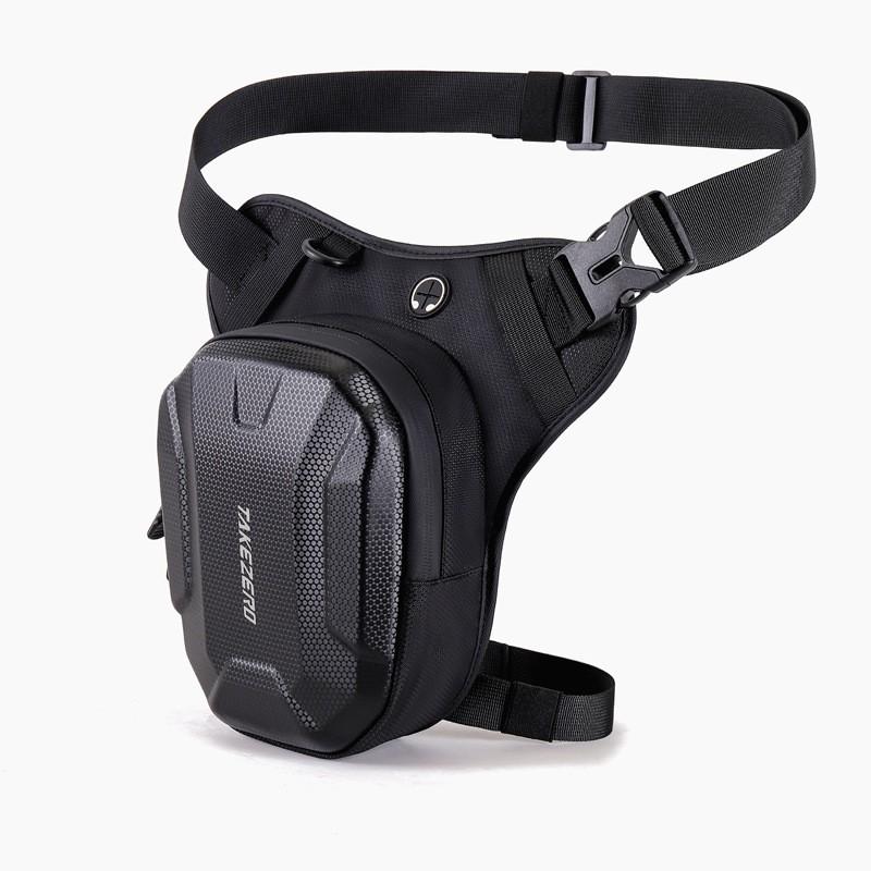 Borsa Gamba Moto Marsupio Zaino da Viaggio Rigido per Motociclisti Capacità 2L Nero Con o Semplice