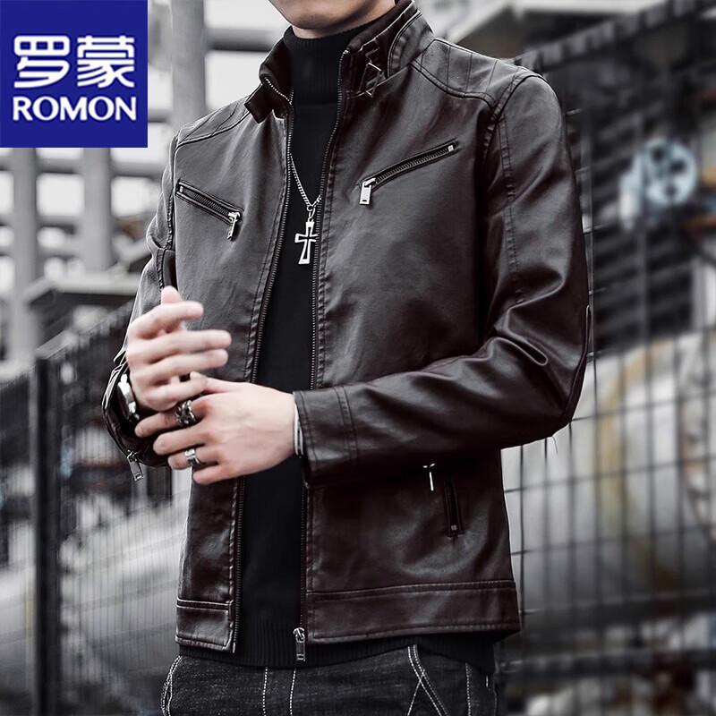 Romon Men s Faux Leather Motorcycle Jacket 3XL