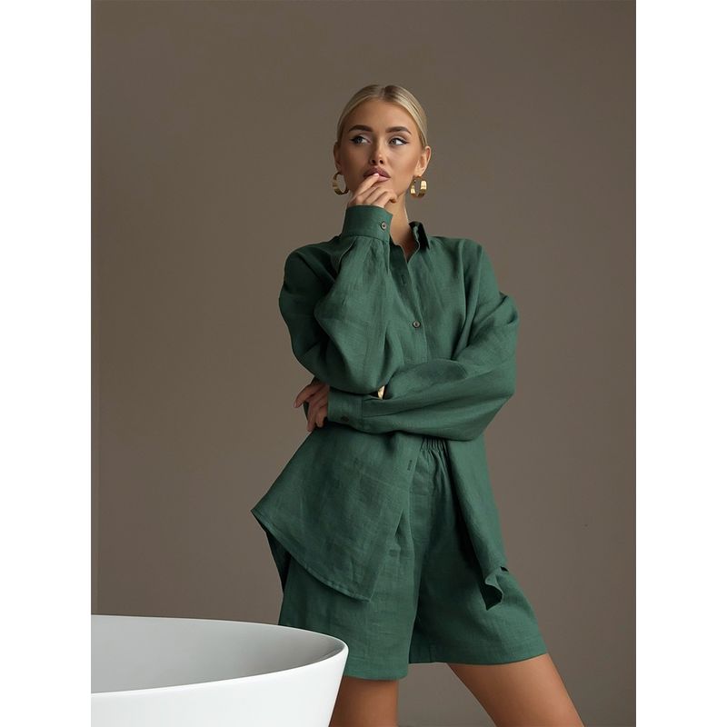 Western Style New Fashion Casual Loose Shirts Shorts Set Shirt and Shorts Suit Set