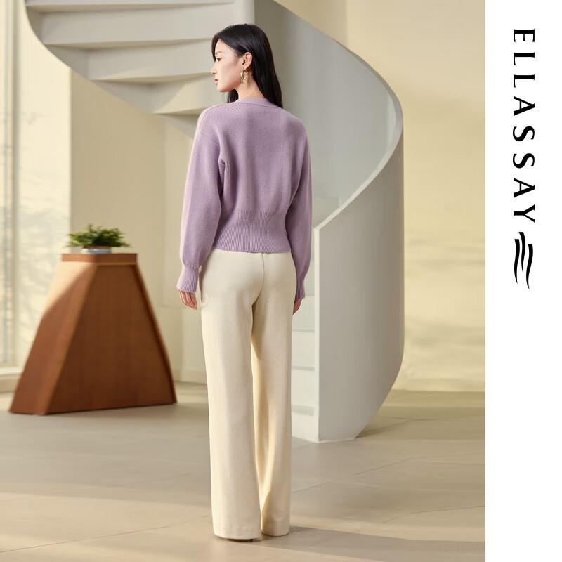 ELLASSAY Women's Porcelain White Cotton Blend Straight-Leg Pants