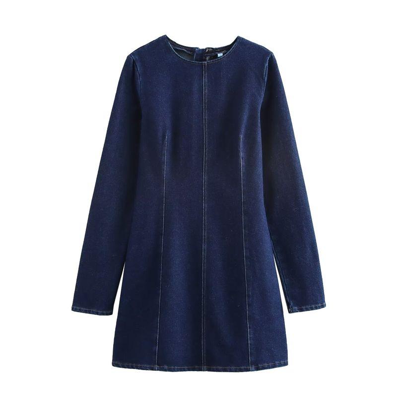 

Kaslead New Arrival Women s Clothing Fashion Style Fashion Simple Denim Patchwork Long Sleeves Dress 4365282 Dark Blue L