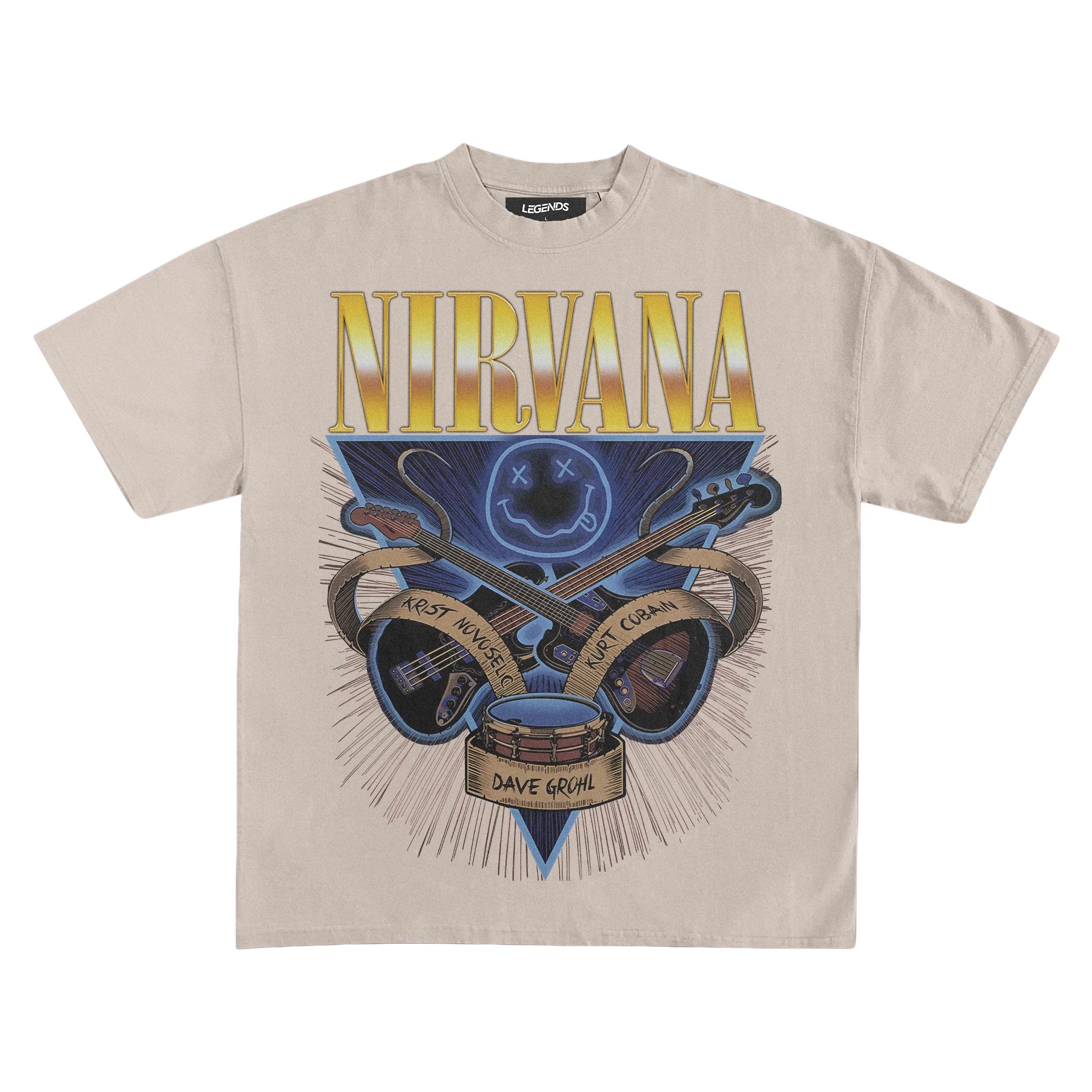 

rock band Nirvana Smiley Face graphic 100Cotton unisex shirt 2026 Summer New Y2k Fashion Unisex Short sleeve Vintage music Tshirt 4XL
