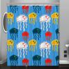 Jellyfish Cartoon Digital Print Shower Curtain, Machine Washable, Reversible Polyester, All-Season Bathroom Decor
