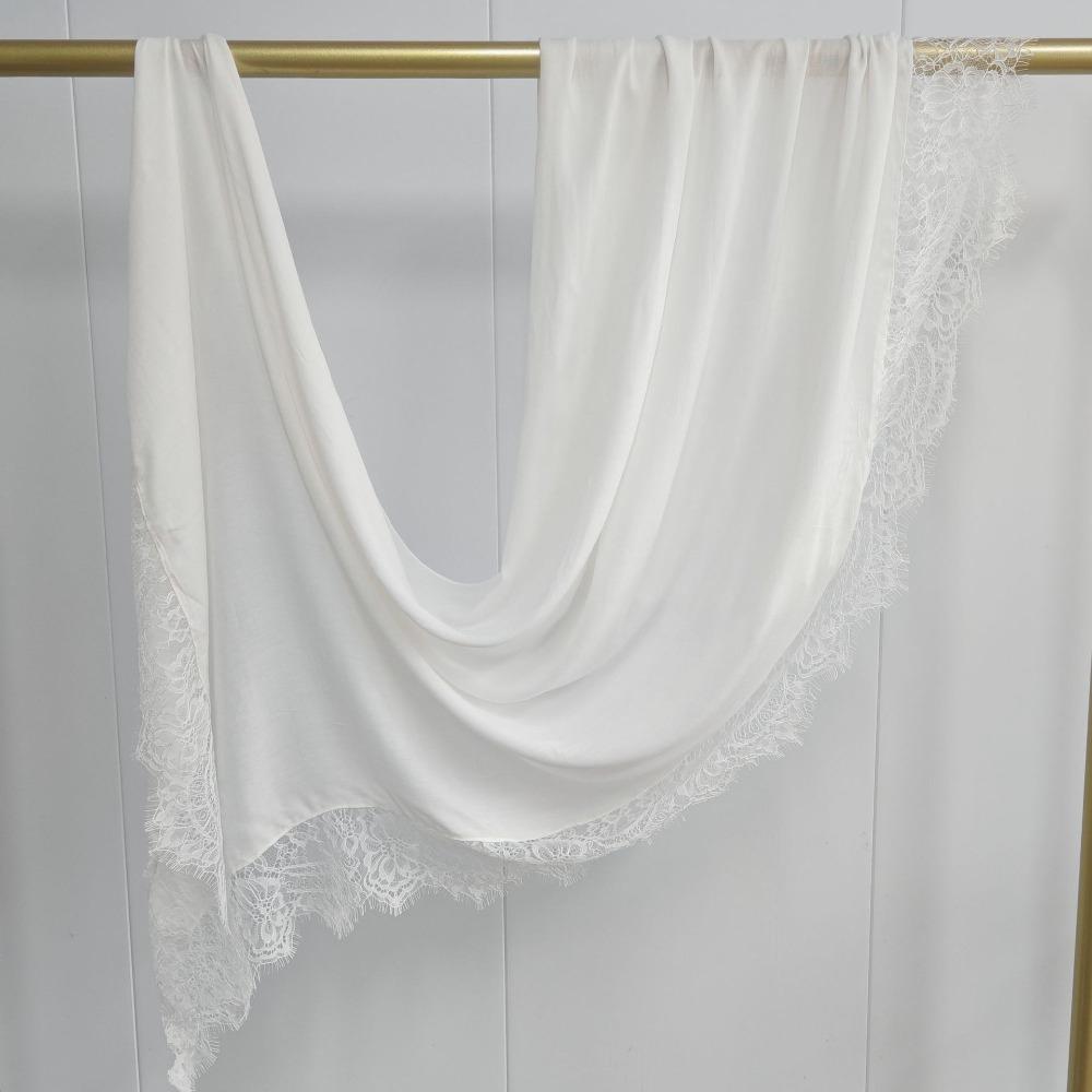 Sweet Sunscreen Lace Edge Headscarf Cotton Solid Color Hijab Scarf Turban Long Thin Large Shawl Clothing Accessories