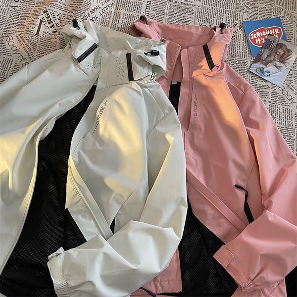 Vintage Windbreaker im amerikanischen Stil: Herren Japanische Cityboy Workwear Jacke mit Stehkragen und Kapuze