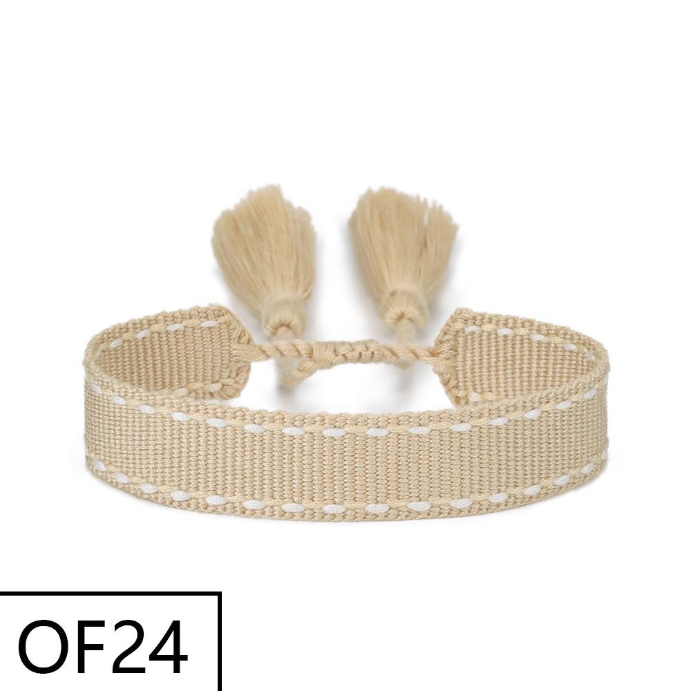 Embroiderable Polyester Cotton Letter Tassel Bracelet for Women – 1.5cm Woven Wristband