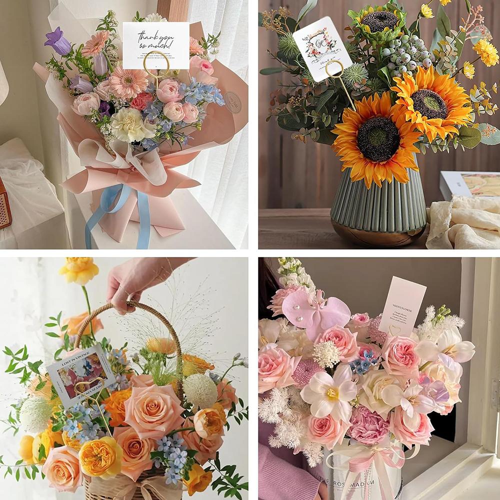 20/40Pcs Floral Card Holder Picks Metal Wire Place Card Holder Picture Holders Photo Stick Clip Floral Picks para festa de casamento