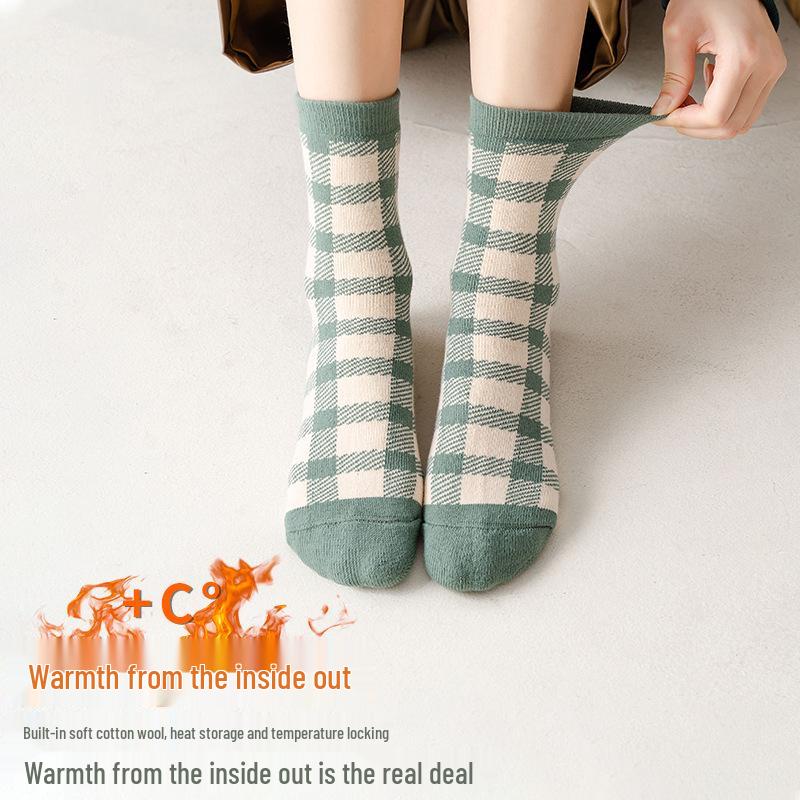 Women's Mid-Calf Plush Winter Socks - Thick Velvet, Warm Knee-High Autumn/Winter Style.