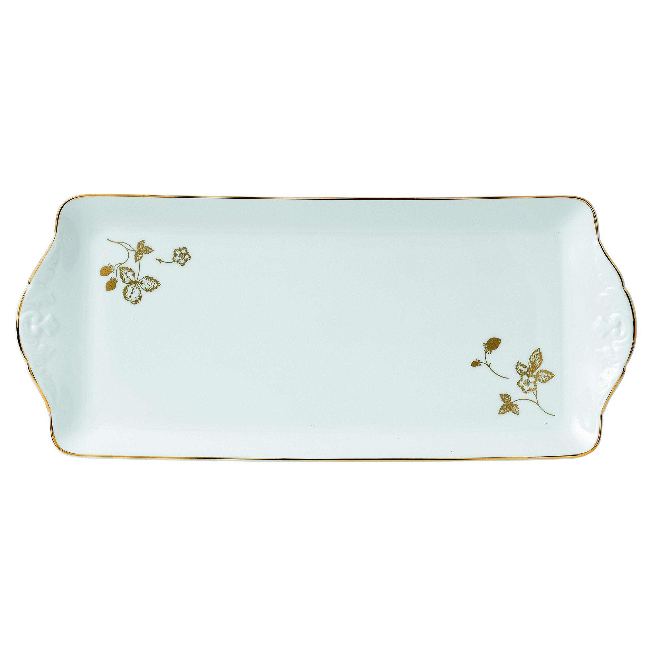 

Wedgwood Wild Strawberry Sandwich Gold Tray, 13.8-inch,