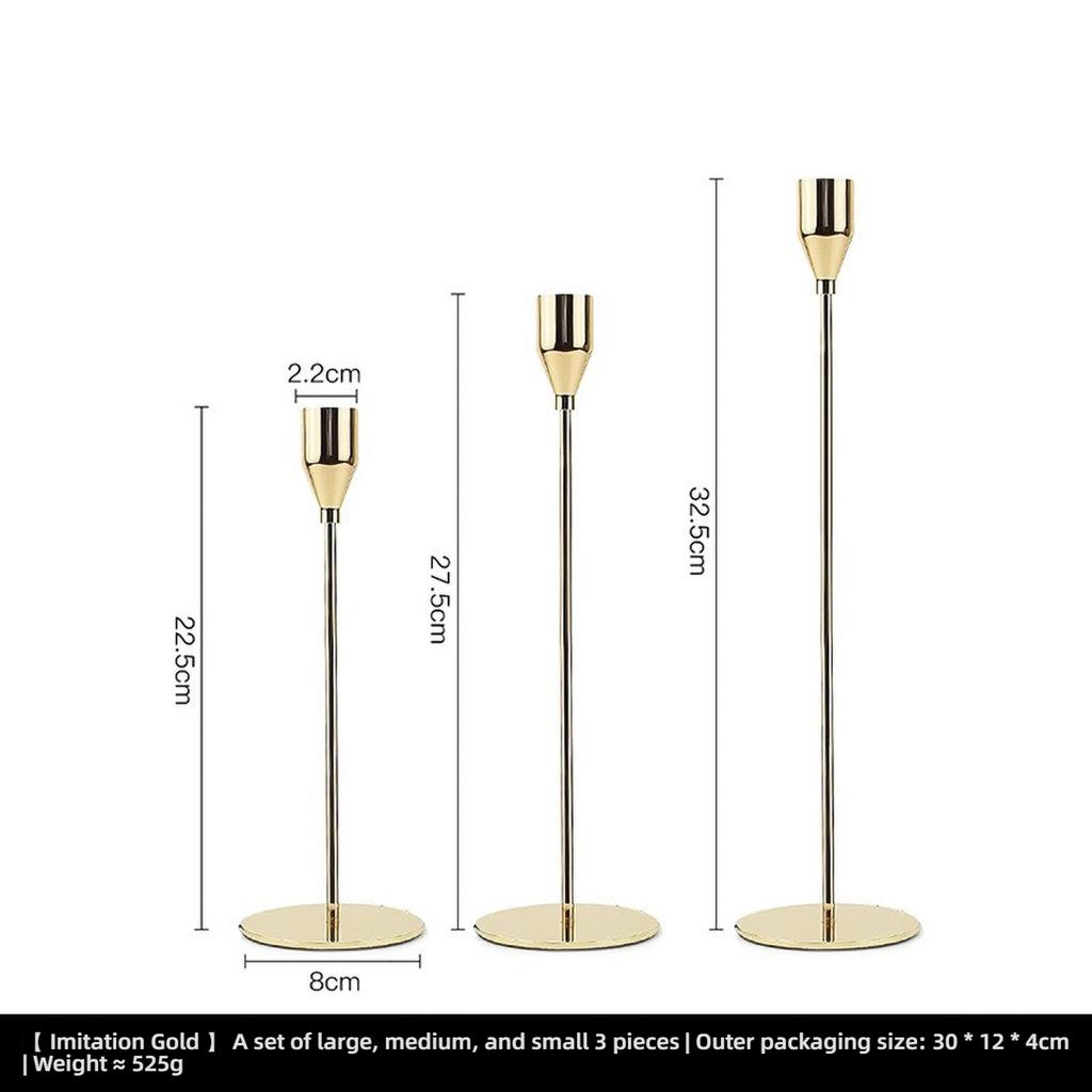 Gold Metal Pillar Candle Holder for Candles for Candles, Table Design Candlesticks Tabletop Decorative Home Dining Centerpiece