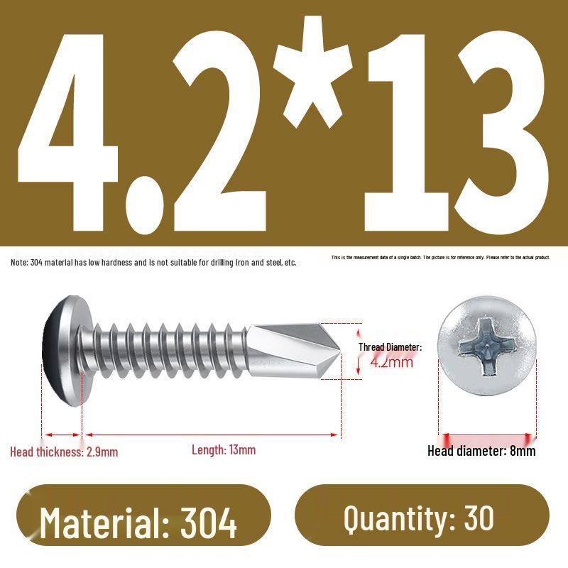 Stainless Steel 304 Phillips Round Head Self-Drilling & Tapping Screws, M3.9/M4.8/M5.5 Swallowtail Bolts