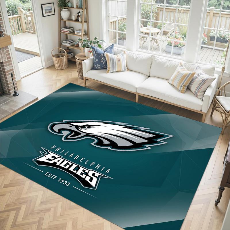 Tappeto in Cristallo Velluto Design Philadelphia Eagles Accogliente Non?Tappeto Stampato Antiscivolo per Camera da Letto Soggiorno Ingresso