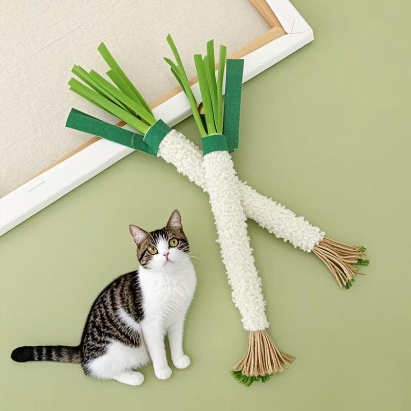 Simulation Frühlingszwiebel Katzen-Kratzbaum Spielzeug Katzen Interaktiv Klingel Beißspielzeug Simulation Sellerie Karotte Weiches Filz Training Haustierbedarf