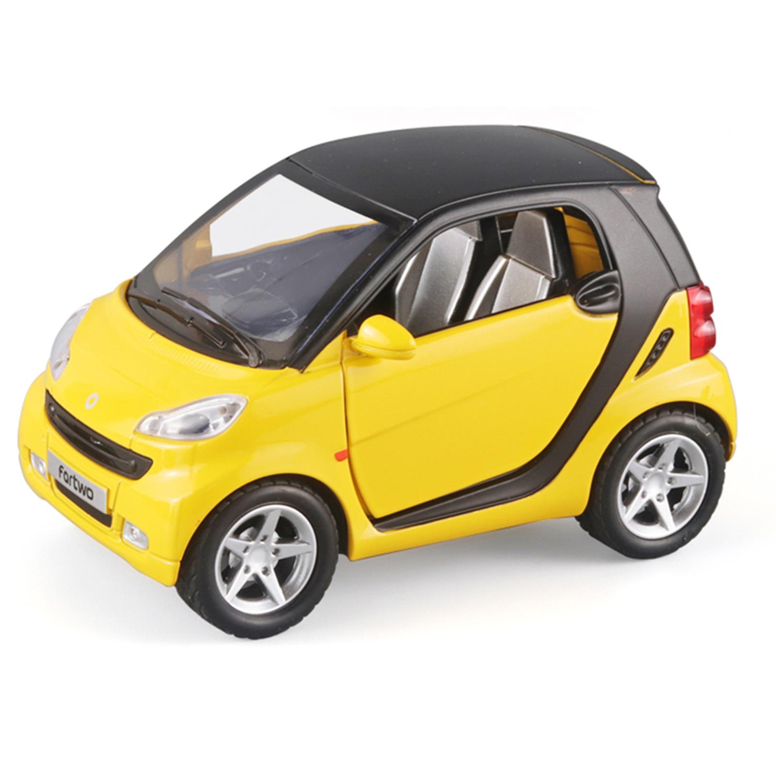 1/24 Legierungsauto Smart Fortwo Metall Druckguss Spielzeug Simulationsauto Modell Fahrzeuge Sammelornament Kinderautos Spielzeug Weihnachtsgeschenke gelb