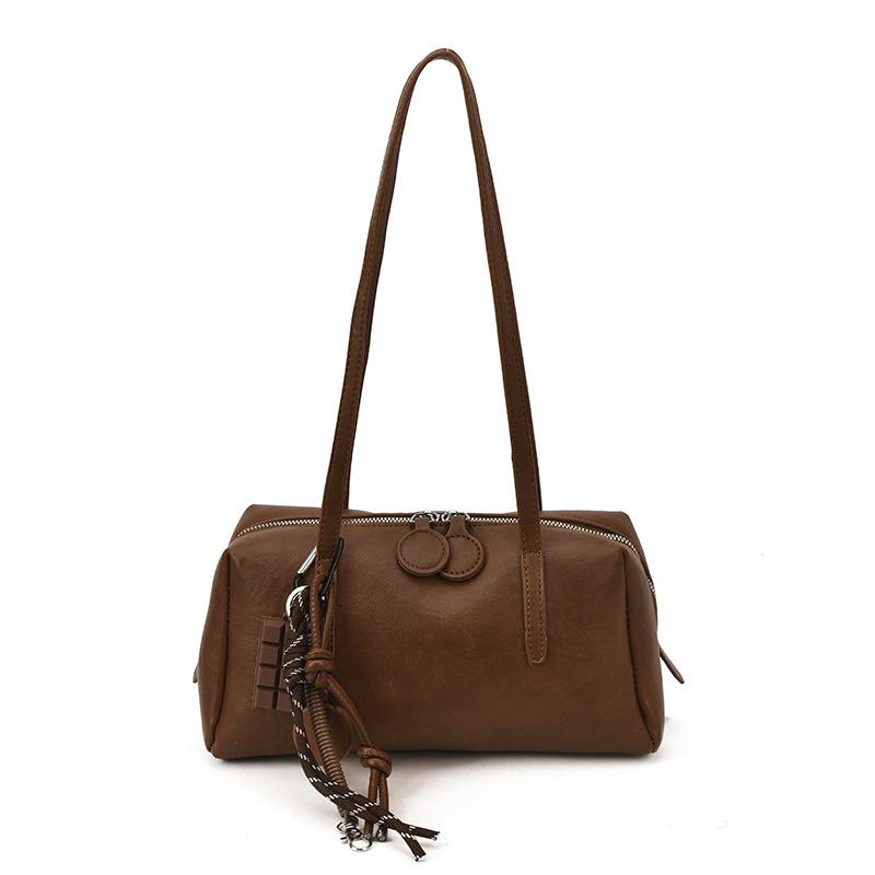 Customized shoulder bag niche 2025 new retro texture niche casual versatile handbag simple Boston