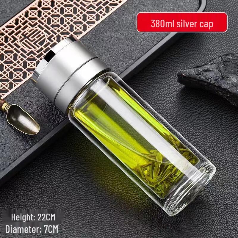 MINGHUI One-Touch Double-Layer Glass Insulated Water Bottle