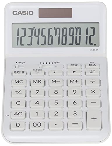 Casio Stylish Calculator, White, Just Type, 12 Digits, JF-S200-WE-N