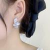 Light Luxury Shiny Earrings, Micro-inlaid Zircon Exquisite Flower Stud Earrings, High-end Design Leaf Jewelry