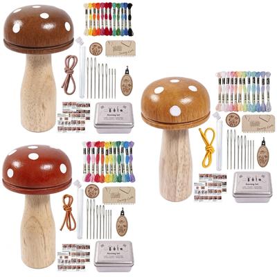 Wooden Darning Tool Set for Sock and Sweater Care with Mushroom Darner Repair Accessories and Storage Case Use