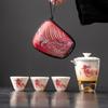 Portable Outdoor Porcelain Tea Set with One Pot and Three Cups