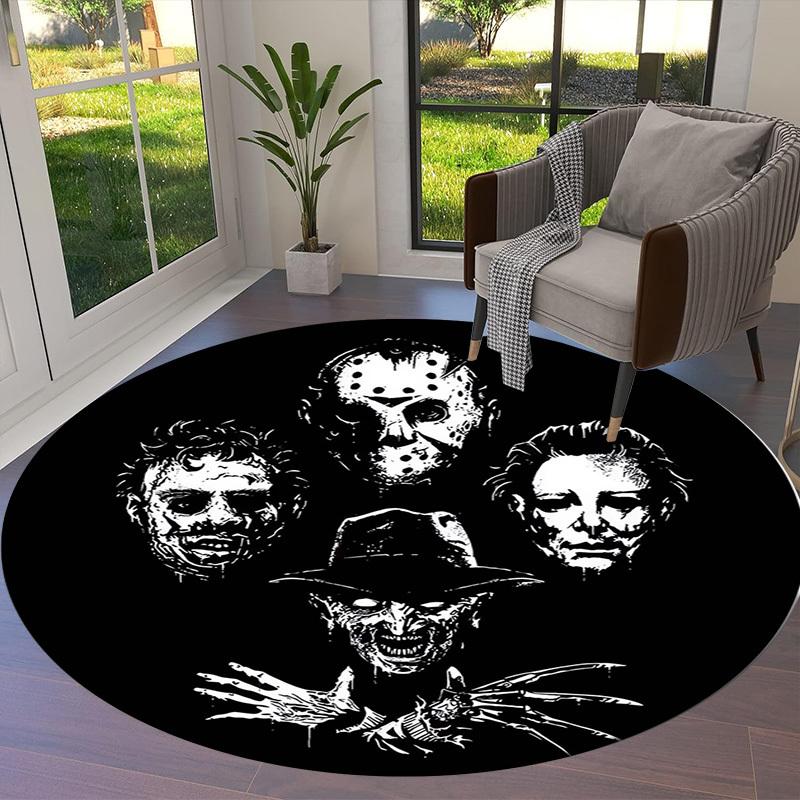 1pc Horror Icons Round carpet, Made of Polyester,Perfect for Decorating Office Chairs, Living Rooms,fplt297