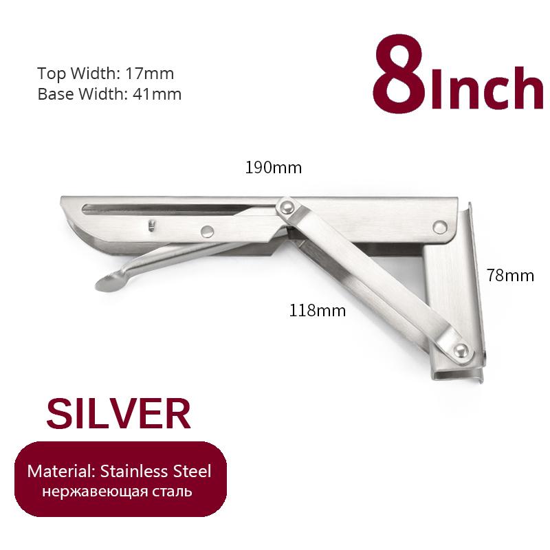 NAIERDI 2PCS 8-20inch Stainless Steel Folding Angle Bracket White Black Iron Triangle Wall Mount Bracket For Shelf Bench Table