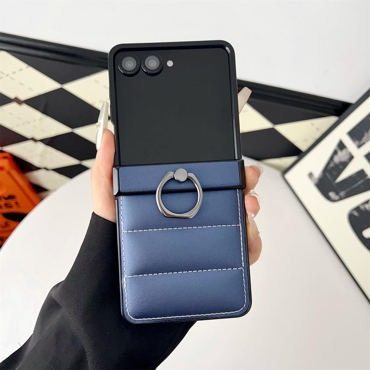 

Leather Down Jacket Phone Case for Samsung Galaxy Z Flip7 Flip5 Flip6 ZFlip7 6 5 4 3 Flip7 FE Ring Holder Hinge Protective Cover Galaxy Z Flip5 темно-синий