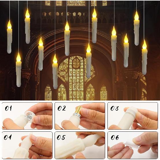 Halloween Decorations, Harry Floating Battery Operated Candles with Potter Magic Wand Remote, Flameless Hanging Flickering LED Candle Light,