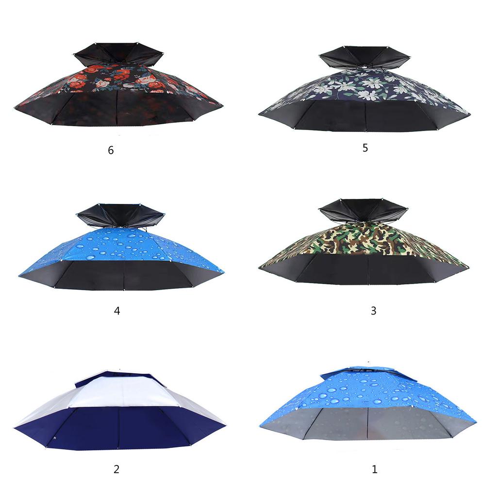 Fischen Camping Garten Schirm Faltbarer Hut Schirmhut Faltbarer Kopfschirm Regen Sonnenschirm Kappen mit Stirnband