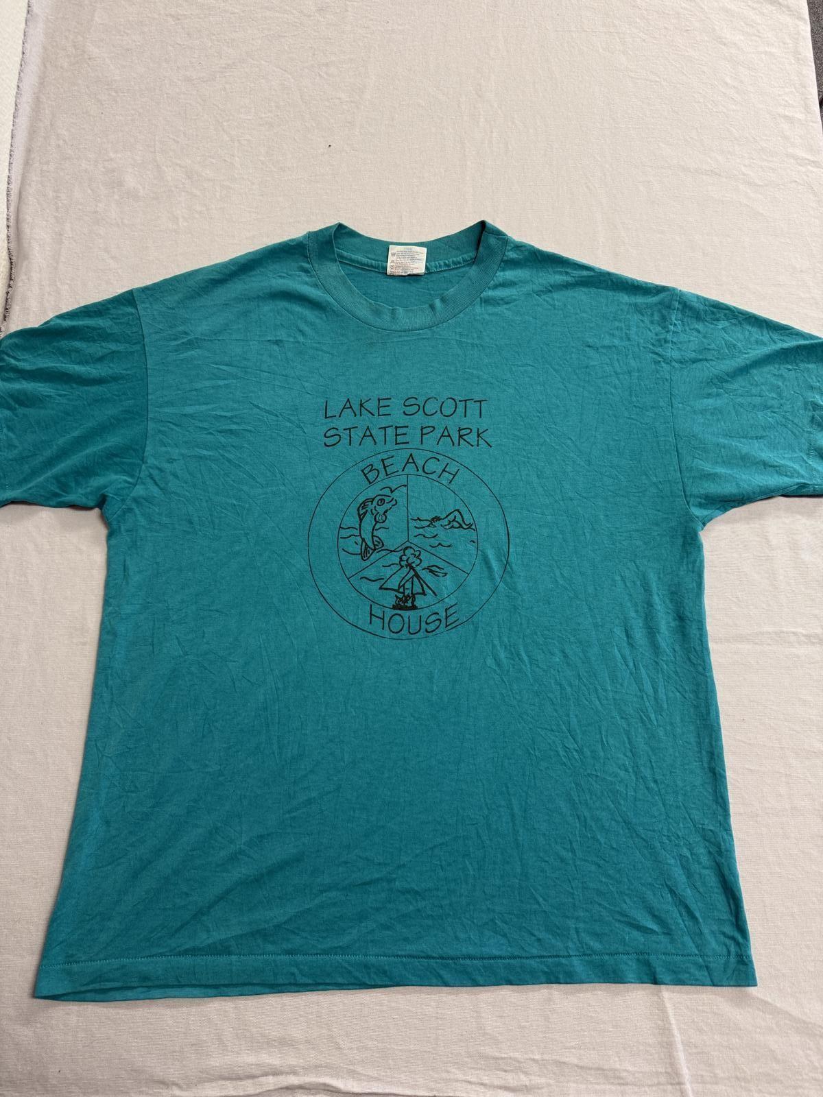 VTG Lake Scott State Park Beach House T-shirt Kansas Tee XL S