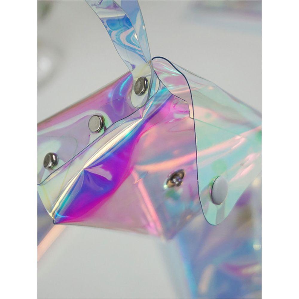 briskstyle transparent hologram mini PVC snap pouch keyring coin purse