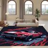 Oversized Red Car Design Area Rug - For Living Room, Bedroom, Office - Vintage Muscle Car Style Home Decor Mat