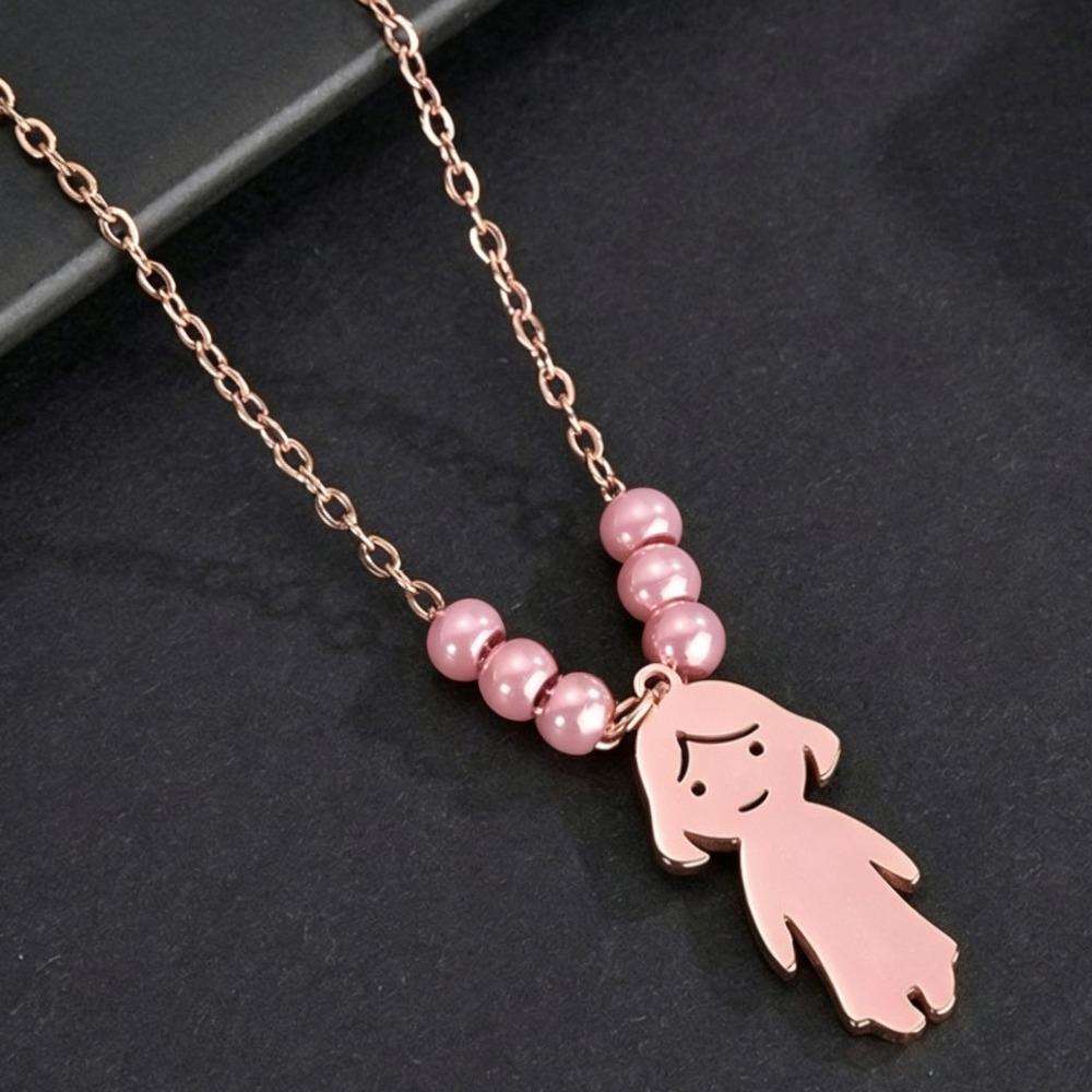 Stainless Steel Boy Girl Necklace Pendant Lover Necklace Choker Family Necklace Lovers
