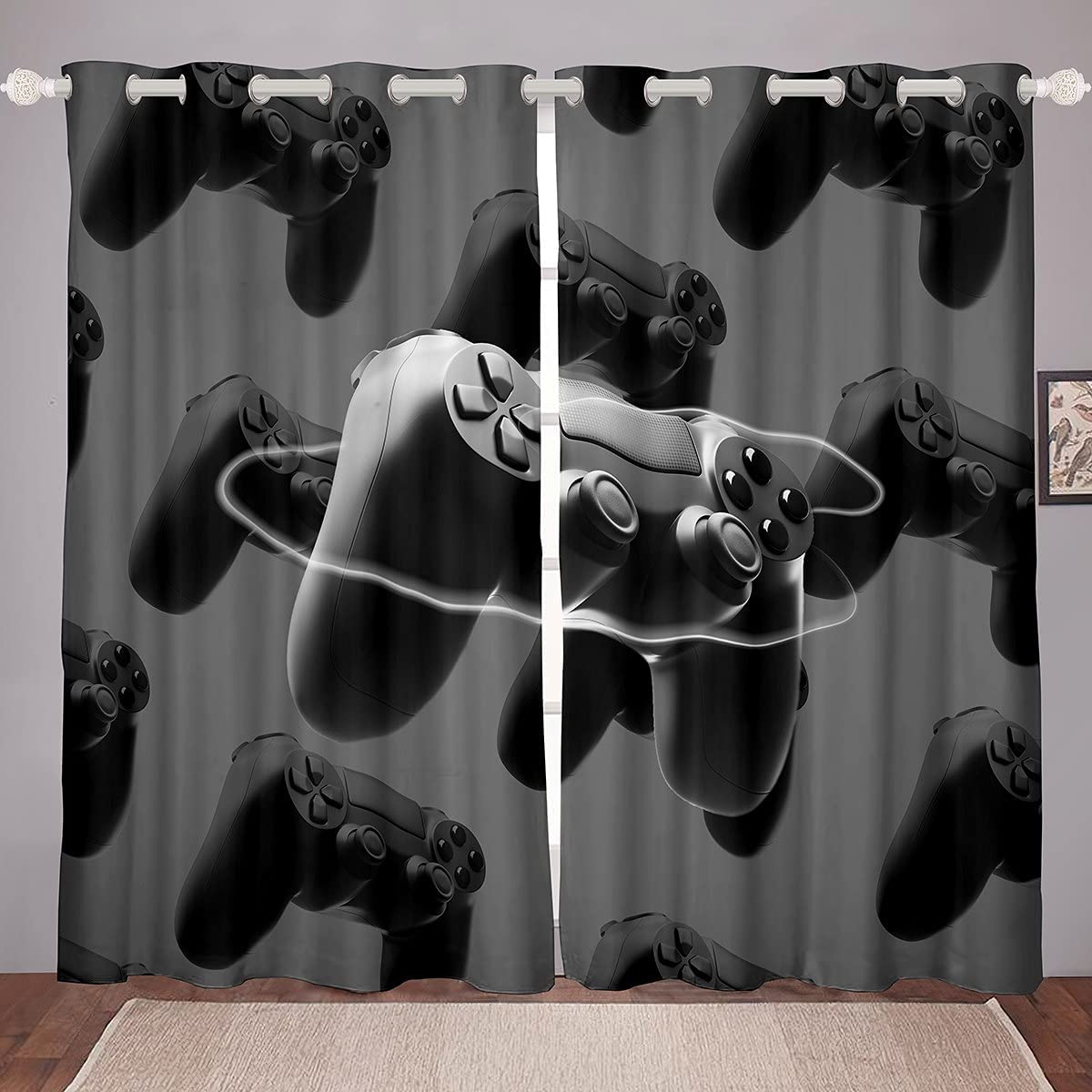 

3D Technology Digital Print Shading Curtains Cool Gamepad Bedroom Living Room Decorative Curtains To Draw Production 2panels (W50cmxH130cm)x2&Grommet Top