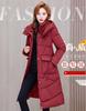 Long over-knee hooded cotton-padded clothes for women's new winter medium and long large size waist and thin middle-aged and elderly coats