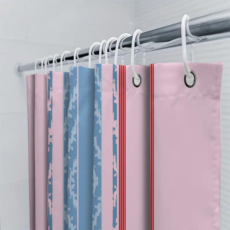 Pink Red Blue Shower Curtain Waterproof Bathroom Decor Customizable Printed Fabric Hanging Shower Cloth Set