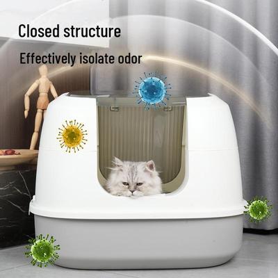 Foldable Fully Enclosed Large Cat Litter Box with Front Entry