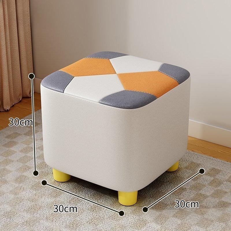 Wooden Waterproof Square Living Room Stools Colorful Creative Design Soft Bedroom Ottoman Simple Cute Modern Home Furniture