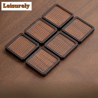 6 pz/set Pesante Bambù Motivo Cesto Sottobicchiere per Tazza Quadrato Circolare Porta Tazza da Tè Tovagliette Resistenti al Calore Sottotazza Tappetino per Tazza Sottobicchiere Servizio da Tè