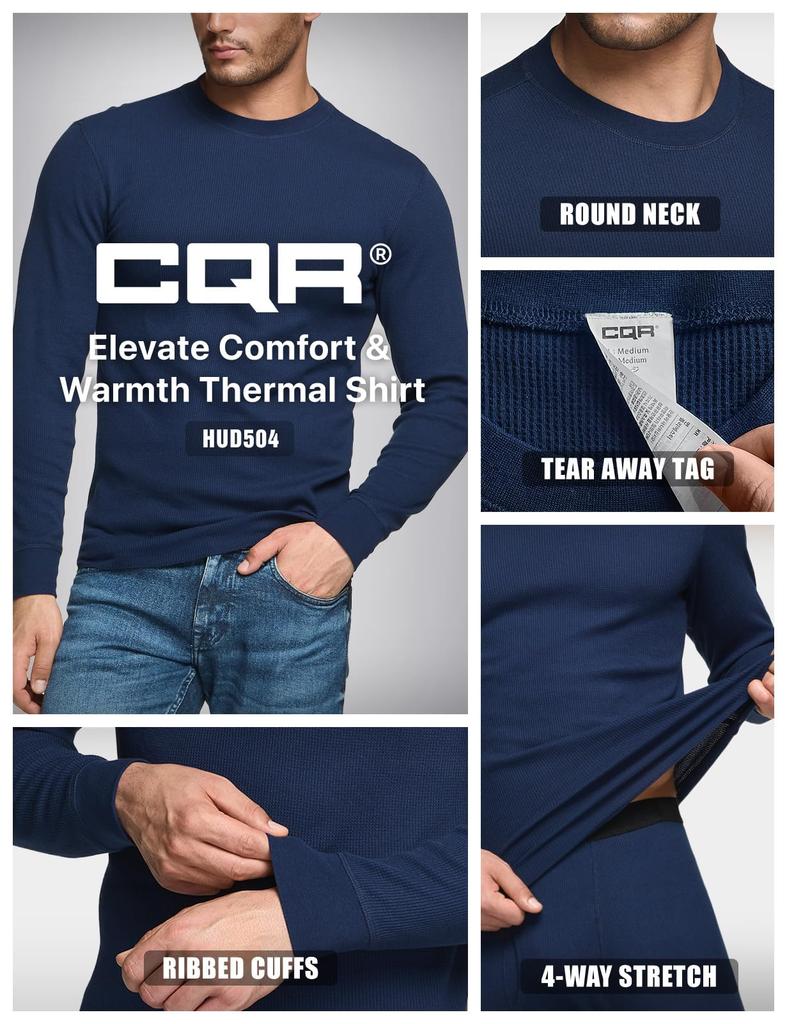 CQR Long Sleeve Undershirt and Heattech Ultra Warm Waffle Casual Thermal Men's [Sweat-Wicking, Quick-Drying, Lightweight, Warm, Stretchy] Innerwear,